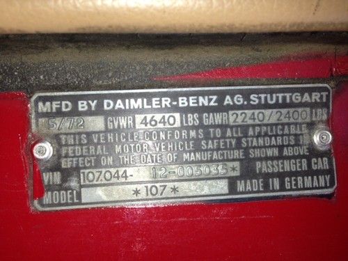 1972 Mercedes Benz 350 SL Roadster Project Vehicle, US $5,500.00, image 12