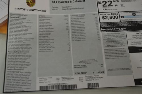 2013 Porsche 991 911 Carrera S 7S-Manual 1 Owner 596 Miles! $136,520 MSRP Loaded, US $124,800.00, image 22