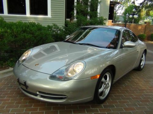 1999 porsche 911 one owner coupe beautiful platinum with deep red