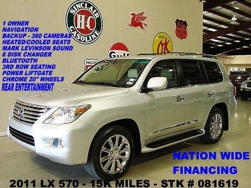 11 lx570,sunroof,nav,rear dvd,htd/cool lth,6 disk cd,chrome 20's,15k,we finance!