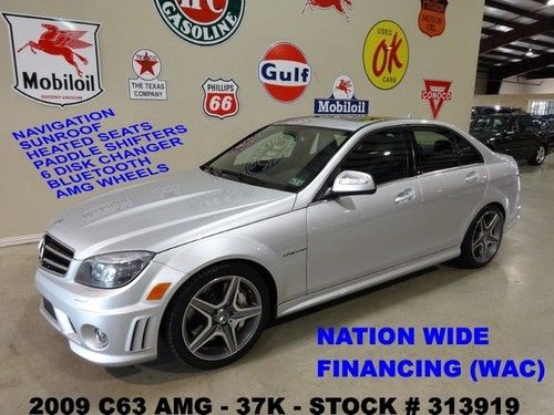 2009 c63 amg,sunroof,nav,htd lth,logic 7,6 disk cd,18in amg whls,37k,we finance!