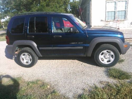 Blue 2002 jeep liberty 3.7 liter v6