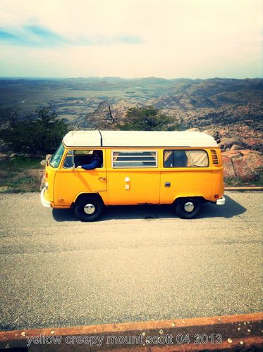 1977 volkswagen westfalia camper bus/campmobile yellow pop top stove/sink