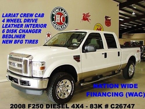 2008 f250 lariat 4x4,diesel,leather,6 disk cd,18in polish whls,83k,we finance!!