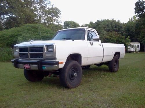 No reserve 1991 w-250 3/4 tn dodge 4x4 5 speed manual 5.9 cummins 2 door cold ac