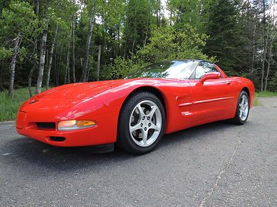 01 chevy corvette 1-owner 6-speed manual transparent targa roof black leather