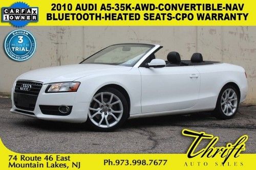 2010 audi a5-35k-awd-convertible-nav-bluetooth-heated seats-cpo warranty