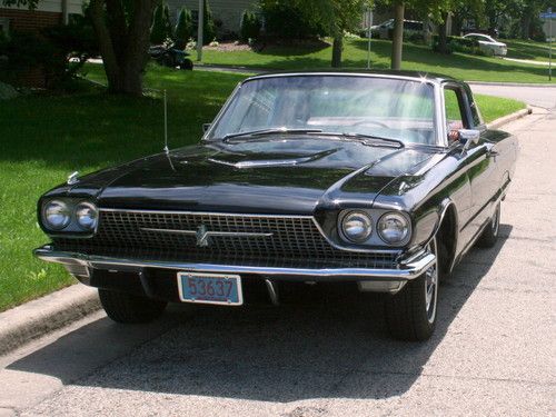 1966 ford thunderbird 2-door hardtop blind quarter coupe raven black red leather