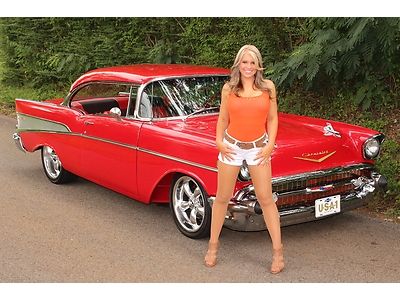 1957 chevy bel air hard top frame off vintage ac 350 v8 4 speed video l@@k