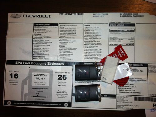 2011 Chevrolet Corvette TORCH RED, TARGA TOP, BORLA ATAK AND FACTORY WARRANTY, image 8