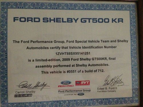 Ford Shelby GT500KR GT500 Mustang #551 of 712, image 4