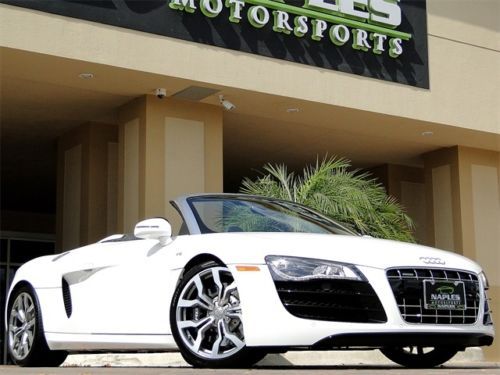 11 audi r8 5.2 quattro spyder - v10 - white/black - r-tronic - loaded! 5k miles!