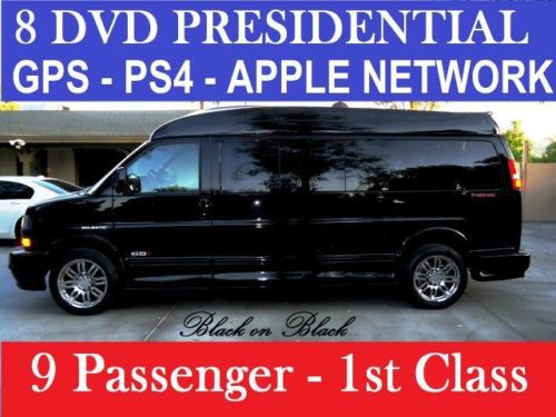 First class presidential 9 passenger conversion van, 8 tv-dvd, gps,ps4, apple