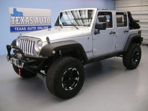 We finance!! 2008 jeep wrangler unlimited x 4x4 soft top lifted winch texas auto