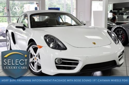 Msrp $69k cayman infotainment &amp; prem pkg 19 whls power seats white on tan  5kmls