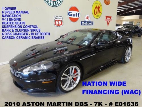 2010 dbs coupe,6 speed trans,nav,htd lth,b&amp;o sys,park sensors,20&#039;s,7k,we finance