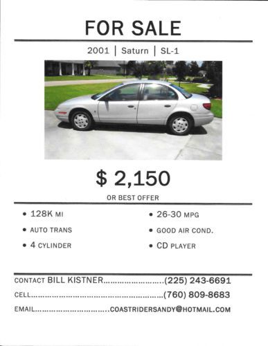 2001 saturn sl1 base sedan 4-door 1.9l