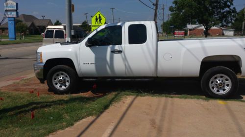 White work truck long bed heavy duty