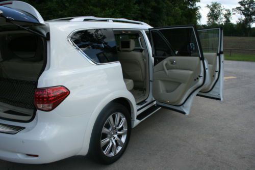 2012 infiniti qx56 white / wheat touring non smoker warranty low miles clean