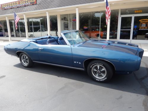 1969 pontiac gto convertible liberty blue match# 400 tach buckets gr-rrr