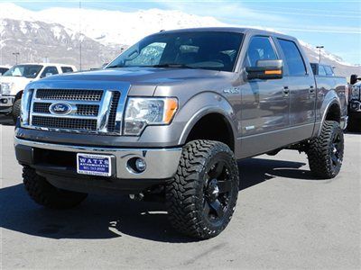 Crew cab lariat 4x4 ecoboost custom new lift wheels tires leather turbo truck