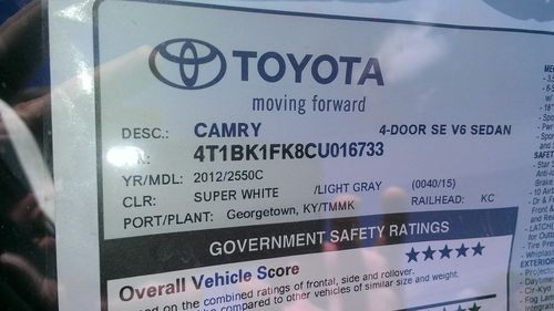 2012 se v6 toyota camry