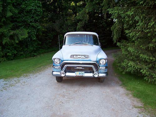 1956 gmc 100 deluxe big back window factory v/8 auto project like apache cameo