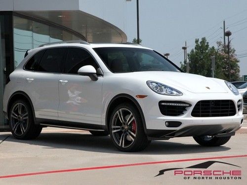 2012 porsche cayenne turbo white 2 tone espresso &amp; cognac leather 21 rims