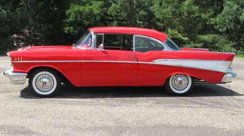 1957 Chevrolet Bel Air 2-Door Hardtop Frame-off Restoration Matador Red Beauty!, image 12
