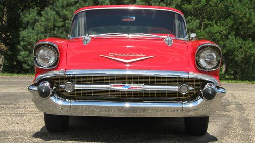 1957 Chevrolet Bel Air 2-Door Hardtop Frame-off Restoration Matador Red Beauty!, image 13