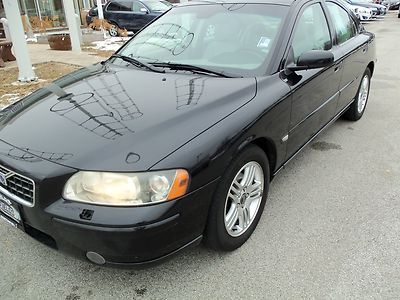 No reserve  2005 s60 2.5t blk/tan auto htd lthr roof 6 cd cln carfax  low miles