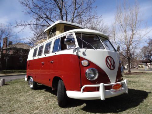 1967 volkswagen westfalia camper bus with factory pop-top