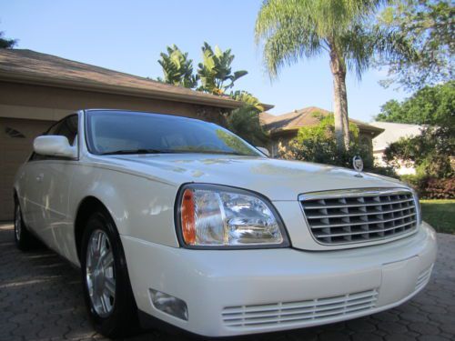 2003 cadillac deville pearl white/tan leather michelins fl eldery owned pristine