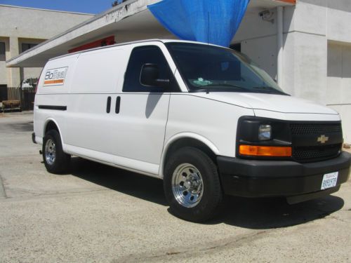 Chevrolet work van, white, cargo cage, cooler,