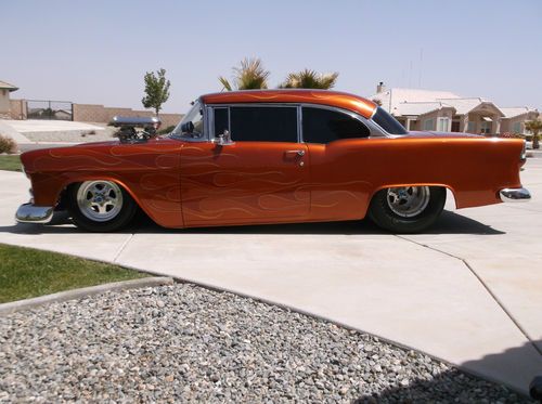 1955 chevy bel air pro street/street rod (custom paint, flames, built 468 cu in.