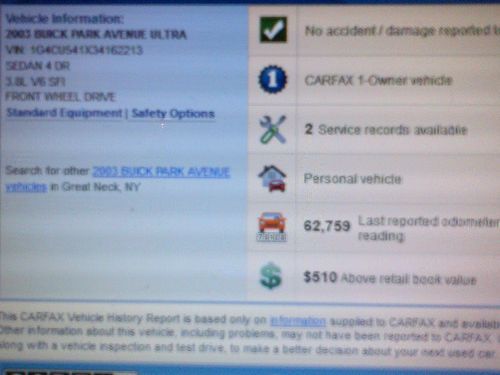 2003 BUICK PARK AVENUE ULTRA 1 OWNR 60K *LOADED* SNRF HTD STS CHROME RIM SENSORS, US $8,600.00, image 19