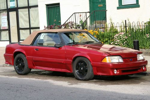 1987 ford mustang gt convertible red w/tan interior with  powerdyne supercharger