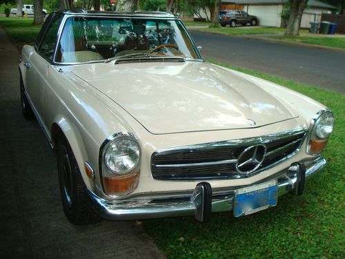 1970 mercedes-benz 280 sl roadster cream/caramel hard &amp; soft top original beauty