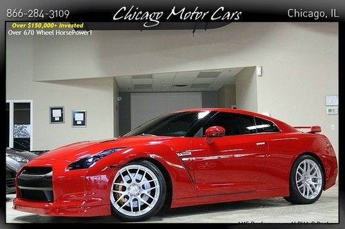 2009 nissan gt-r alpha 9 ams tuned 687 awhp perfect solid red/gray hre wheels$$$