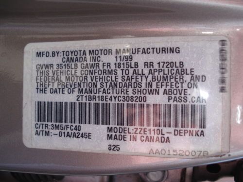 2000 TOYOTA COROLLA LE 1.8L 4-CYL AUTO SIDE AIRBAGS RUNS GREAT NICE!, US $2,990.00, image 22