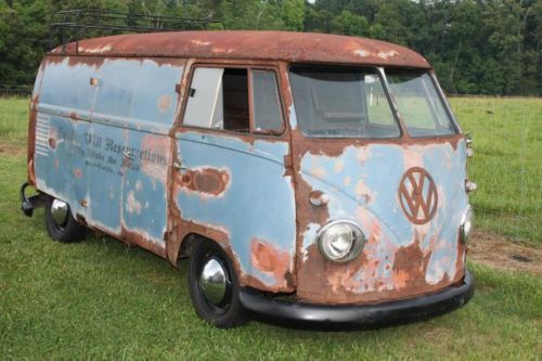 1958 vw split window panel bus patina monster