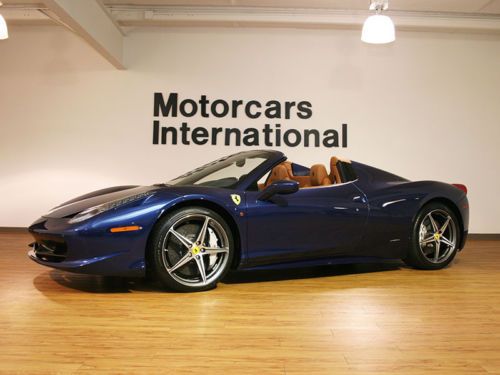 Beautiful tdf blue over cuoio leather 2013 ferrari 458 spider with low miles!