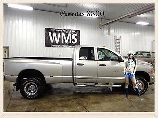 04 silver slt 3500 laramie quad cab dually cummins diesel 4x4 auto clean leather