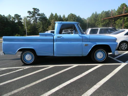 Blue 1966 chevrolet c10 shortbed pickup truck
