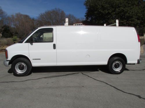 2001 gmc g3500 extended cargo van v8 dividers storage bins ready for work