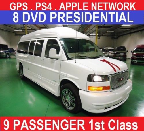 First class presidential 9 passenger conversion van, 8 tv-dvd, gps,ps4, apple