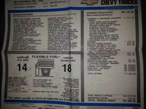 2003 Chevrolet Suburban 1500 LT Sport Utility 4-Door 5.3L AUTORIDE SUSPENSION, image 8