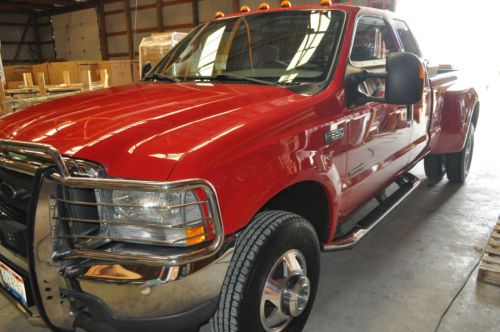 2004 ford f350 super duty 6.0l diesel  4x4 xlt  dually super cab red tow pkg.