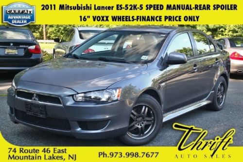 2011 lancer es-52k-5 speed manual- spoiler-16 voxx wheels-finance price only