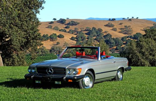 1976 mercedes-benz 450sl - 18k orig. miles, silver/red leather, one family owned